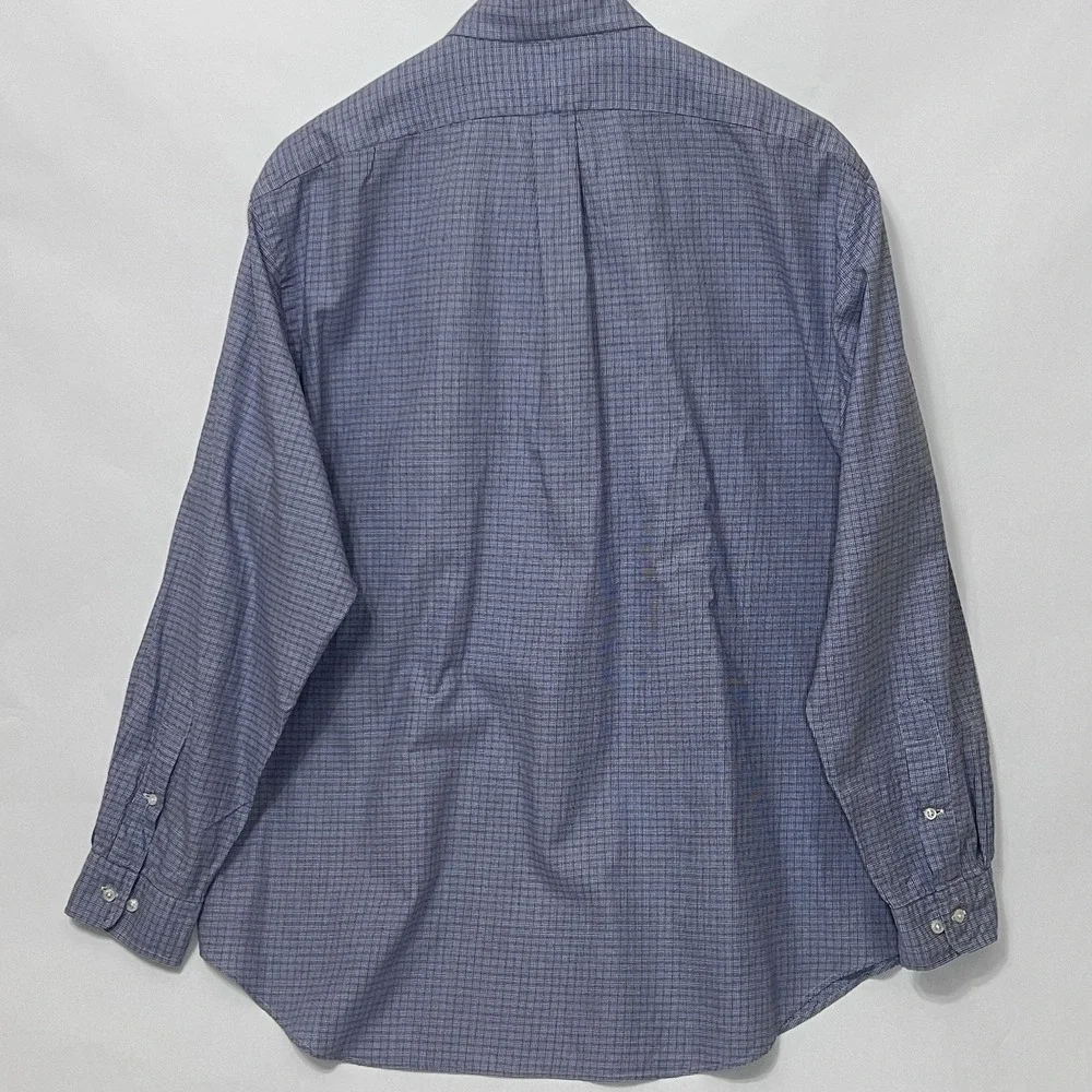 Polo Ralph Lauren Yarmouth Oxford Button Long Sleeve Check Blue Shirt 17.5 36/37